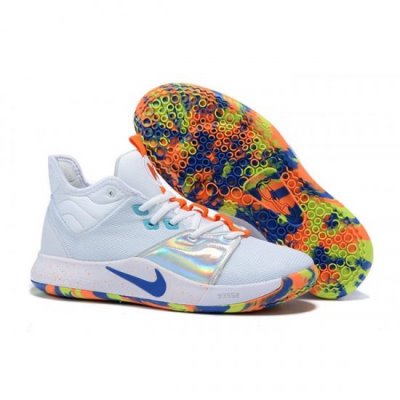 Nike Erkek Pg 3 Beyaz / Gümüş / Turuncu / Mavi Spor Ayakkabı Türkiye - Q8CW9MTR